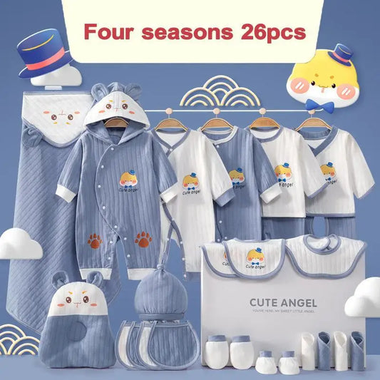 KindredCubs 26 Pieces Newborn Clothes Baby Gift Pure Cotton Set 0-6 Months