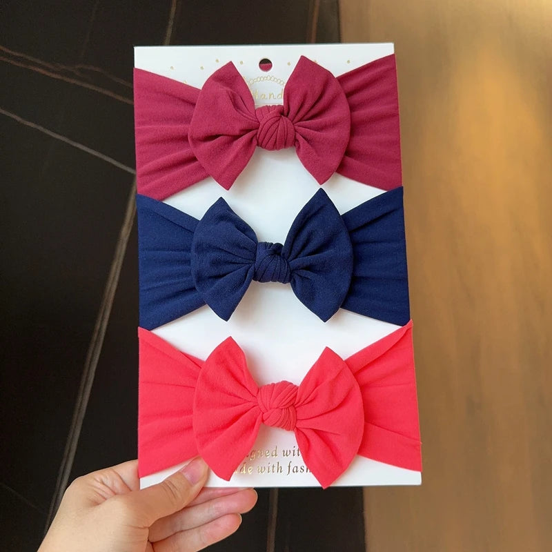 KindredCubs 3pcs Baby Girl Bows Headband Newborn Turban Hairband