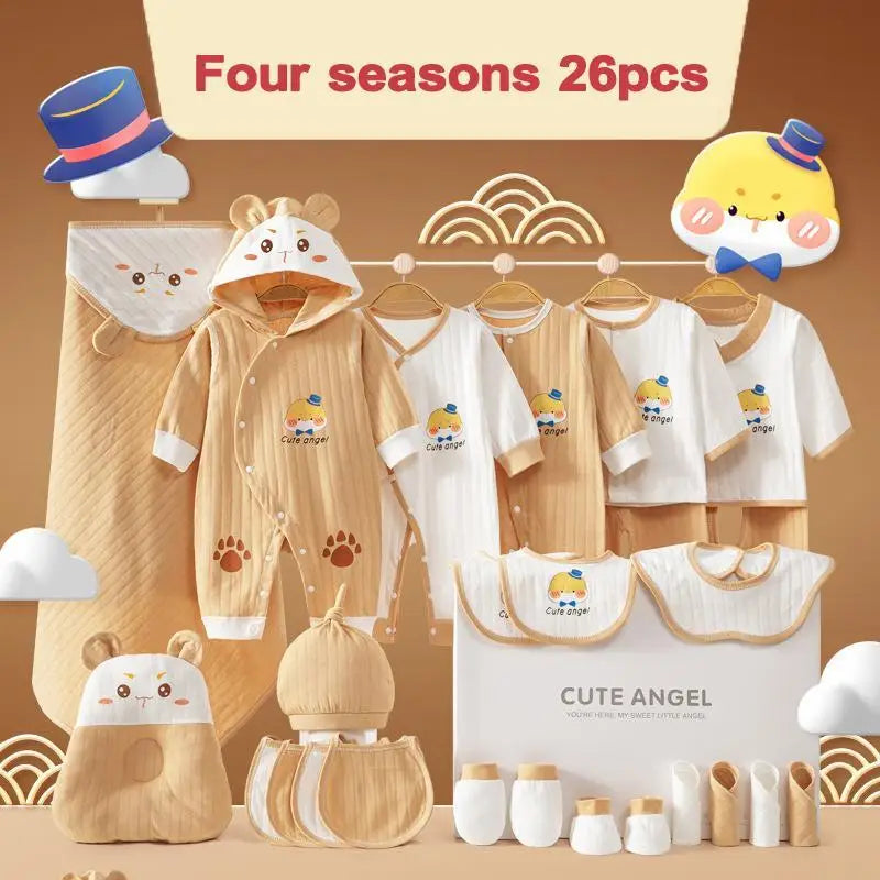KindredCubs 26 Pieces Newborn Clothes Baby Gift Pure Cotton Set 0-6 Months