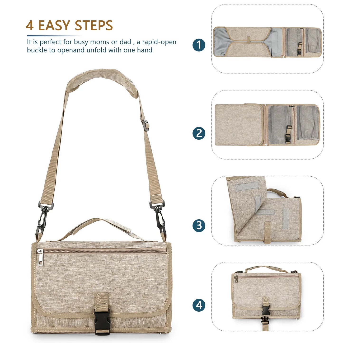 KindredCubs 3 in 1 Baby Diaper Pad Waterproof Changing Diaper BAG