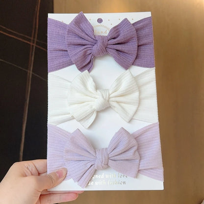 KindredCubs 3pcs Baby Girl Bows Headband Newborn Turban Hairband