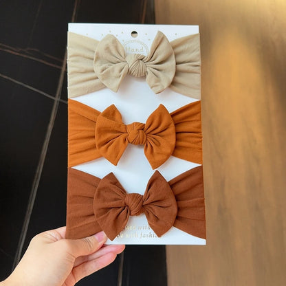 KindredCubs 3pcs Baby Girl Bows Headband Newborn Turban Hairband