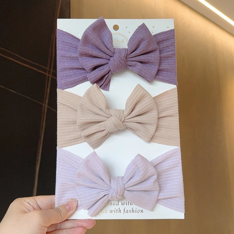KindredCubs 3pcs Baby Girl Bows Headband Newborn Turban Hairband