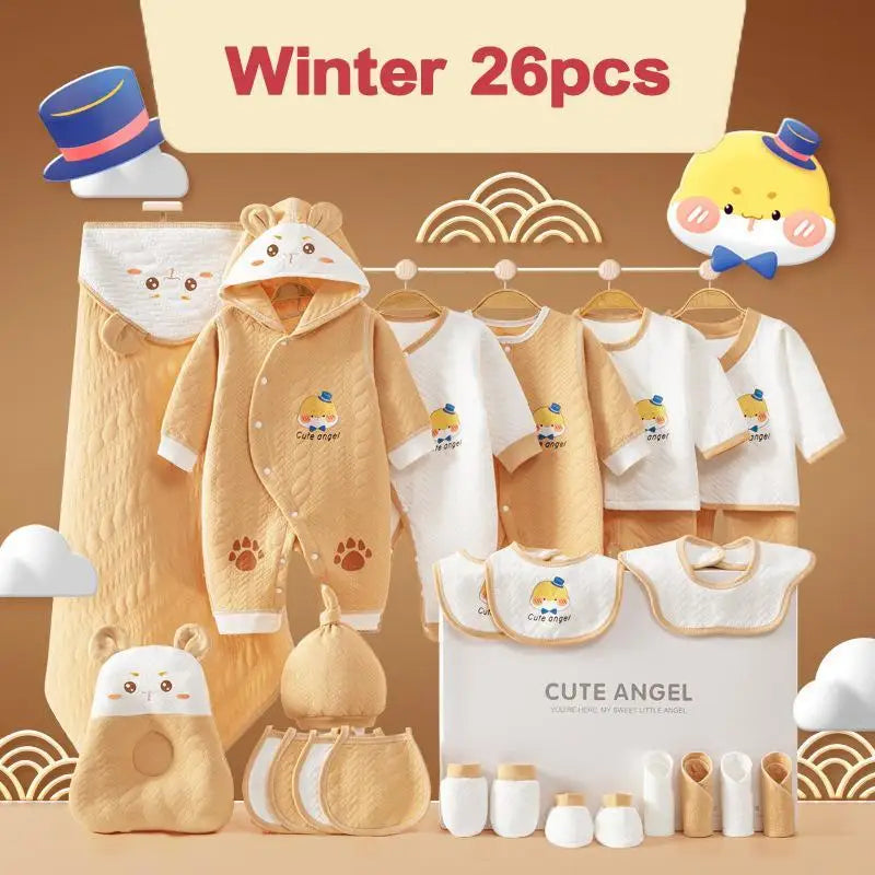 KindredCubs 26 Pieces Newborn Clothes Baby Gift Pure Cotton Set 0-6 Months