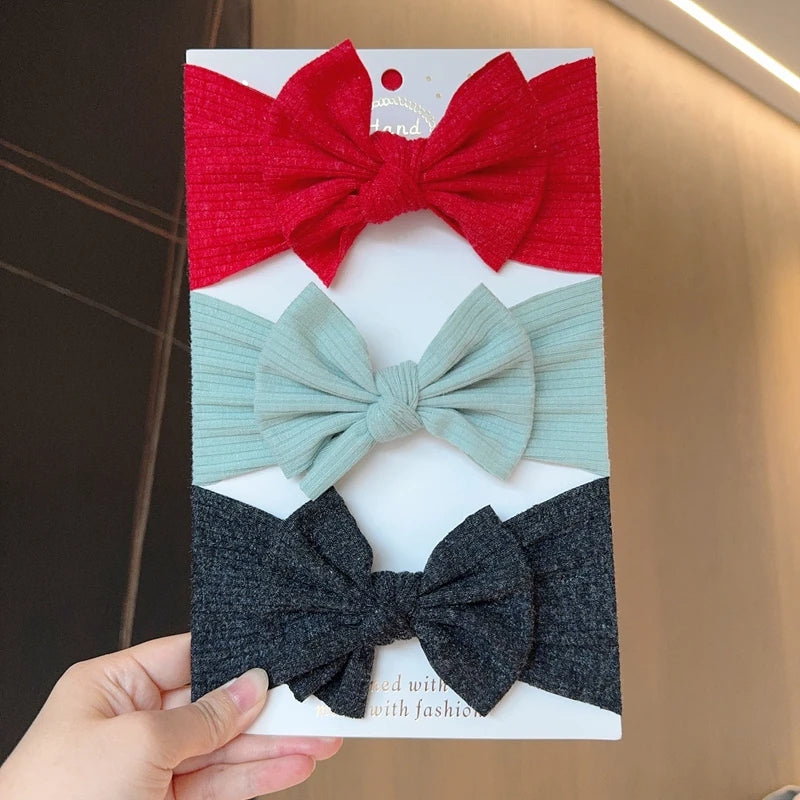 KindredCubs 3pcs Baby Girl Bows Headband Newborn Turban Hairband