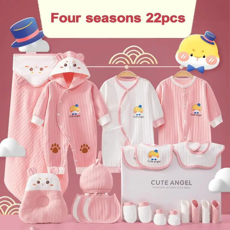 KindredCubs 26 Pieces Newborn Clothes Baby Gift Pure Cotton Set 0-6 Months