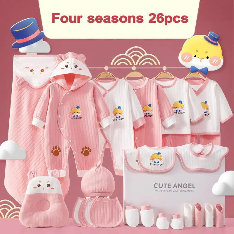 KindredCubs 26 Pieces Newborn Clothes Baby Gift Pure Cotton Set 0-6 Months