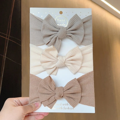 KindredCubs 3pcs Baby Girl Bows Headband Newborn Turban Hairband