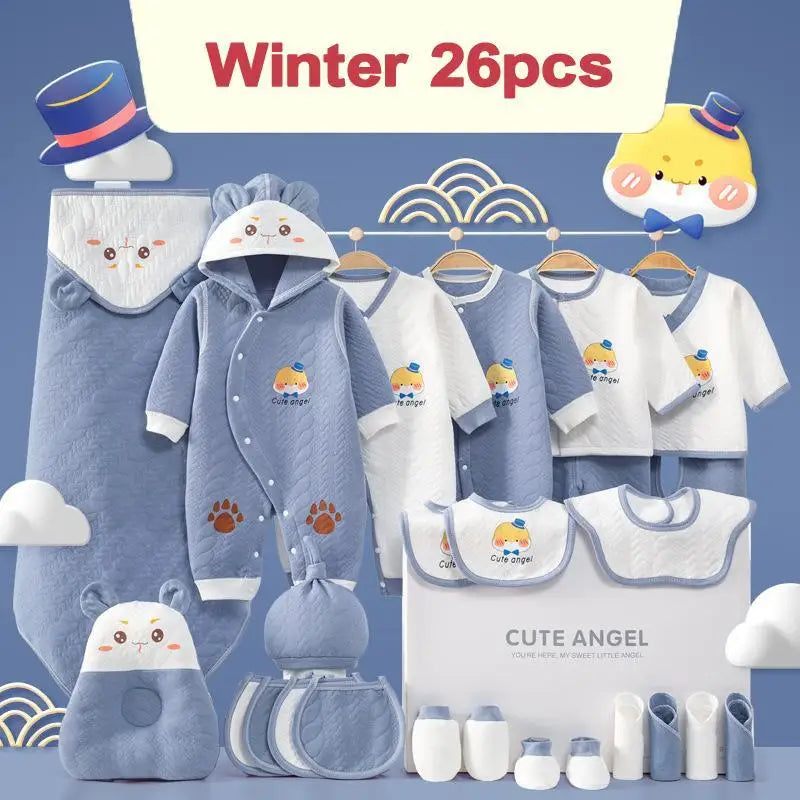 KindredCubs 26 Pieces Newborn Clothes Baby Gift Pure Cotton Set 0-6 Months