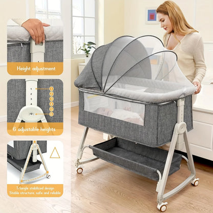 KindredCubs Baby Crib - Mobile Portable Baby Cradle Bed, Foldable